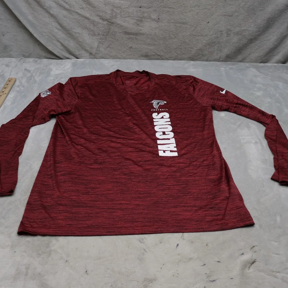 Atlanta Falcons Shirt Mens Large Nike NFL Red Dri-Fit Football Long Sleeve Tee